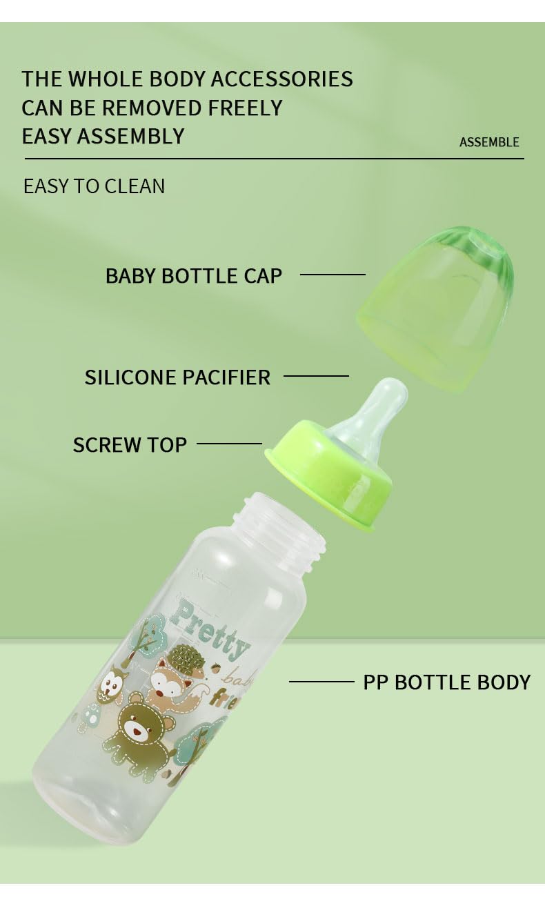 Pretty Baby 8oz 4-Pack Anti-Colic Baby Bottles for Newborns, BPA-Free, Breastfeeding Transition, Vented for Gas & Colic Relief Ideal for Baby Registry