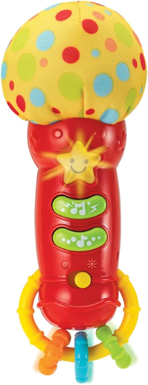 Baby Microphone Toy. My First Kids Microphone with Sounds and Teethers/Rattle. Battery Operated Toy for Toddlers and Babies 3-36 Months