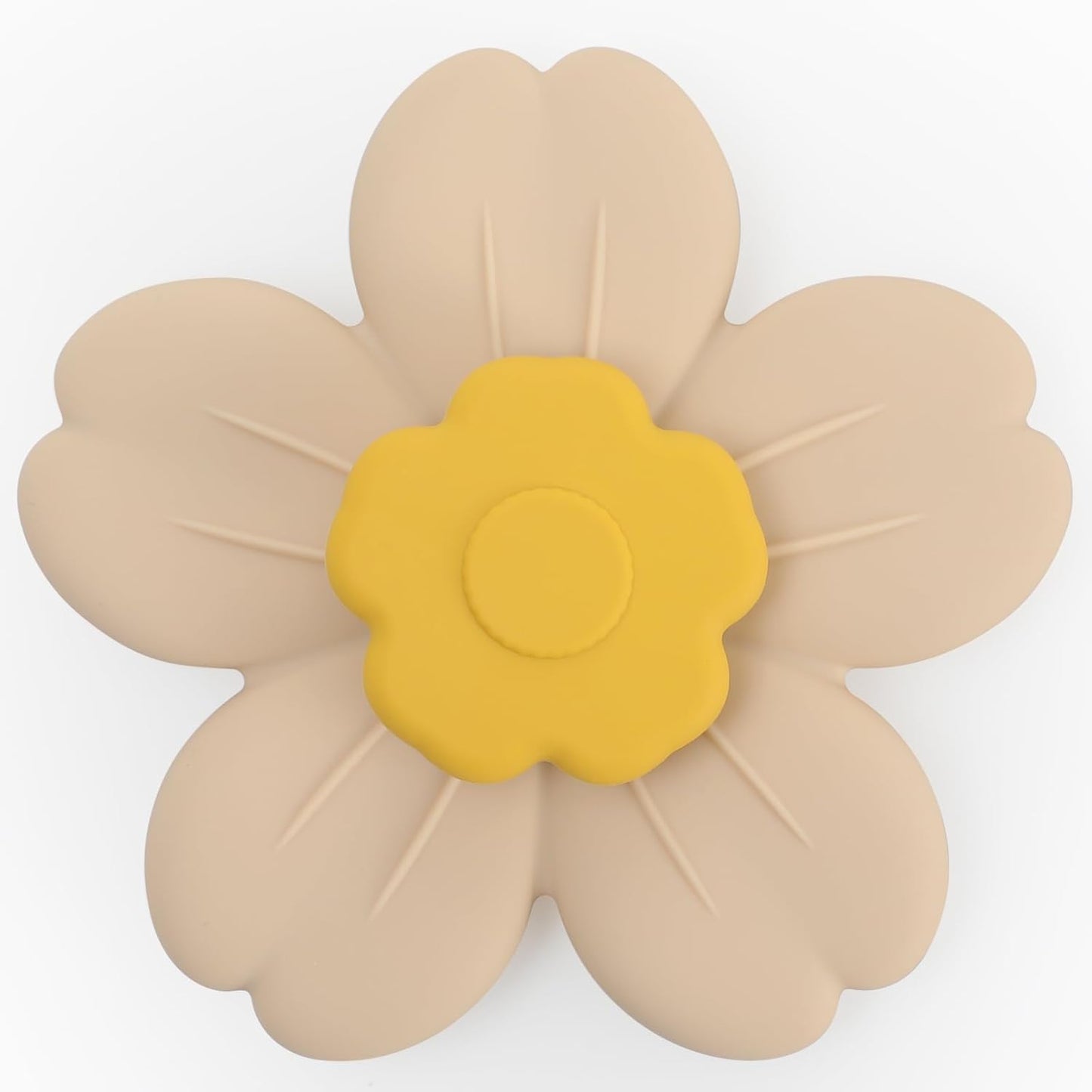 Suction Spinning Toy, Silicone Toddler Sensory Toys for Bath Toys Birthday Gift (Mustard&Cream)