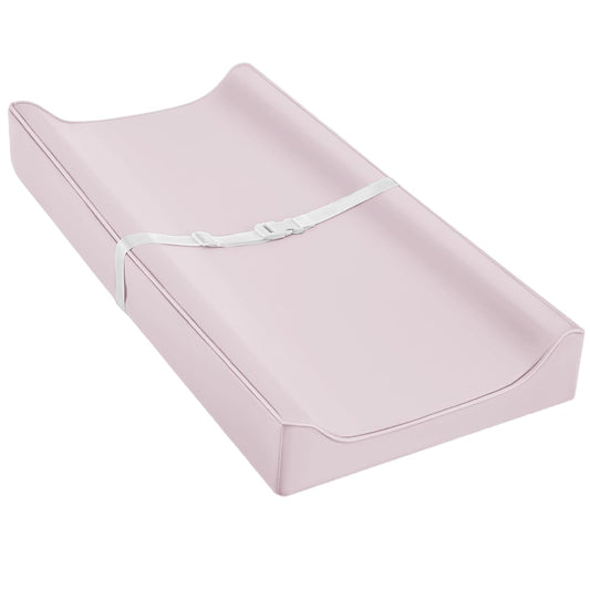 Vegan Leather Changing Pad Cover with Zipper - 31"X 16" - Waterproof Wipeable, Extra Thick & Portable & Non-Slip Diaper Mat - Fits Standard Changing Tables (Pink)
