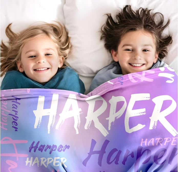 Gowelly Personalized Baby Blanket with Names| Lightweight Soft Flannel Blanket for Kids| Customized Easter Birthday Babyshower Gifts for Baby Newborn and Mom to be