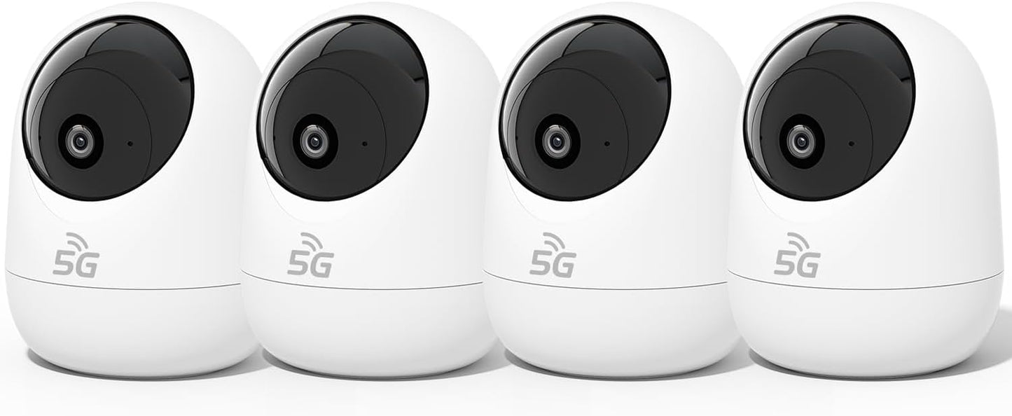Rraycom 4Pack 2K Security Camera Indoor 5G/2.4 GHz Wi-Fi, Baby Monitor Pet/Dog Camera 360-Degree for Home Security, Smart Motion Tracking, 24/7 Live View, Night Vision, Compatible with Alexa