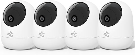 Rraycom 4Pack 2K Security Camera Indoor 5G/2.4 GHz Wi-Fi, Baby Monitor Pet/Dog Camera 360-Degree for Home Security, Smart Motion Tracking, 24/7 Live View, Night Vision, Compatible with Alexa