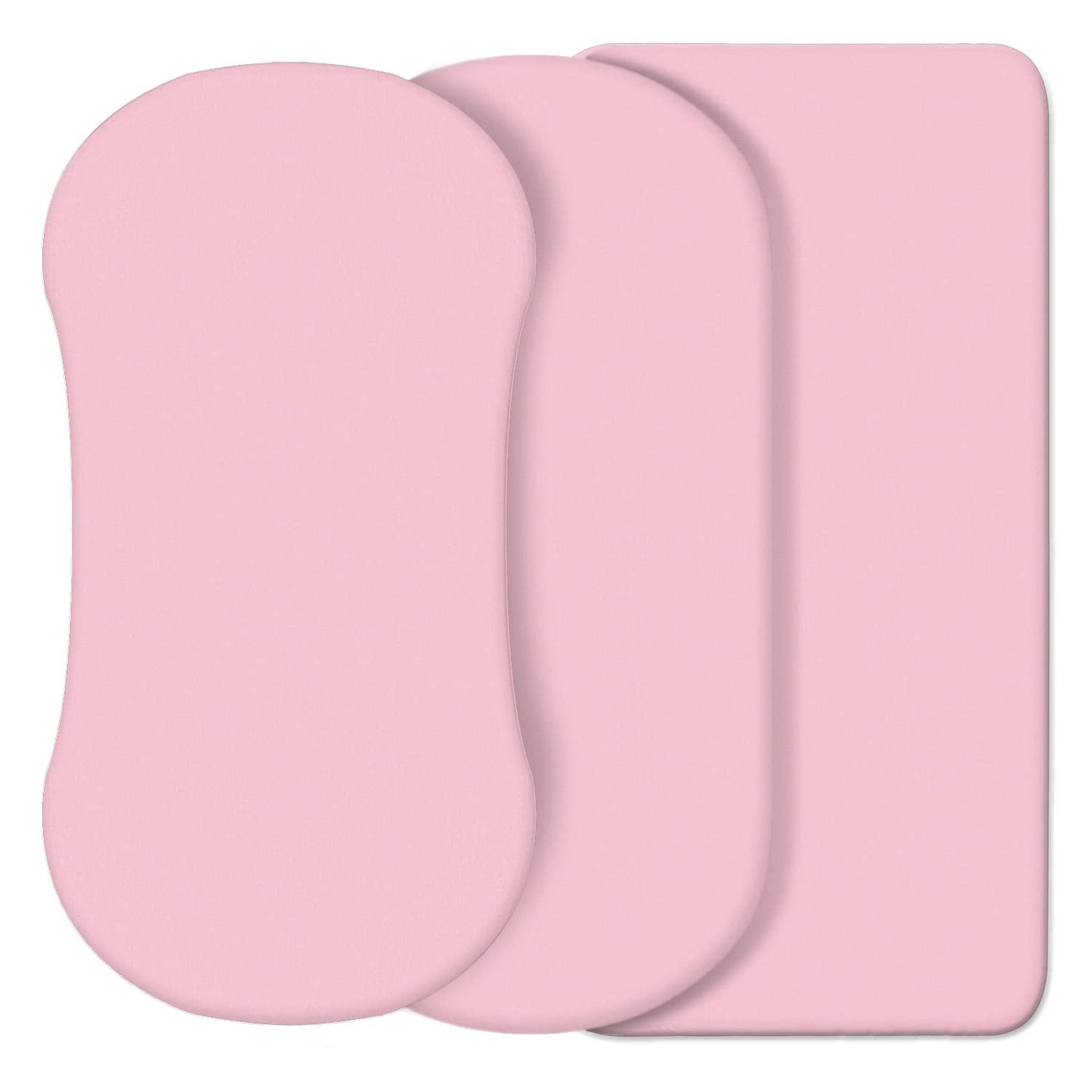 CaSaJa Pink 3 Pack Bassinet Sheet Set, Silky Soft Handfeel with Comfy Napping Surface for Baby Boy and Girl, Flexible Fits Various Kinds of Cradle and Bessinet Mattress Up to 15" x 30" and Breathable