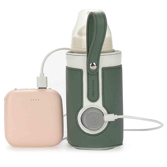 3 Temperature Adjustable Portable Baby Bottle Warmer, Portable Car Travel Bottle Warmer USB Milk Heat Keeper for Home and on The Go (Green)