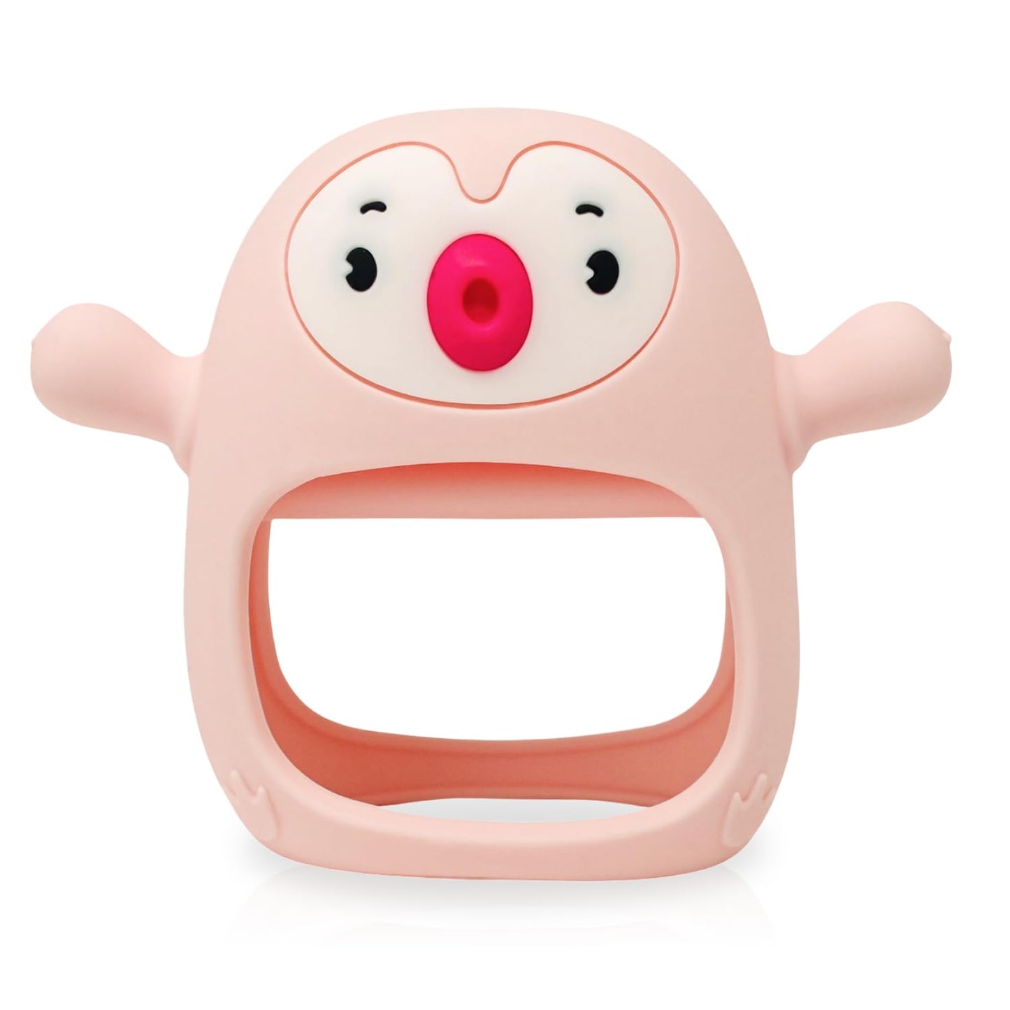 Teething Toy for Infants & Babies, Teethers for Babies 3-6 Months, Baby Teethers 0-6 Months, Teething Toys 6-12 Months, TotCo Never-Drop Baby Teething Toy, Pink