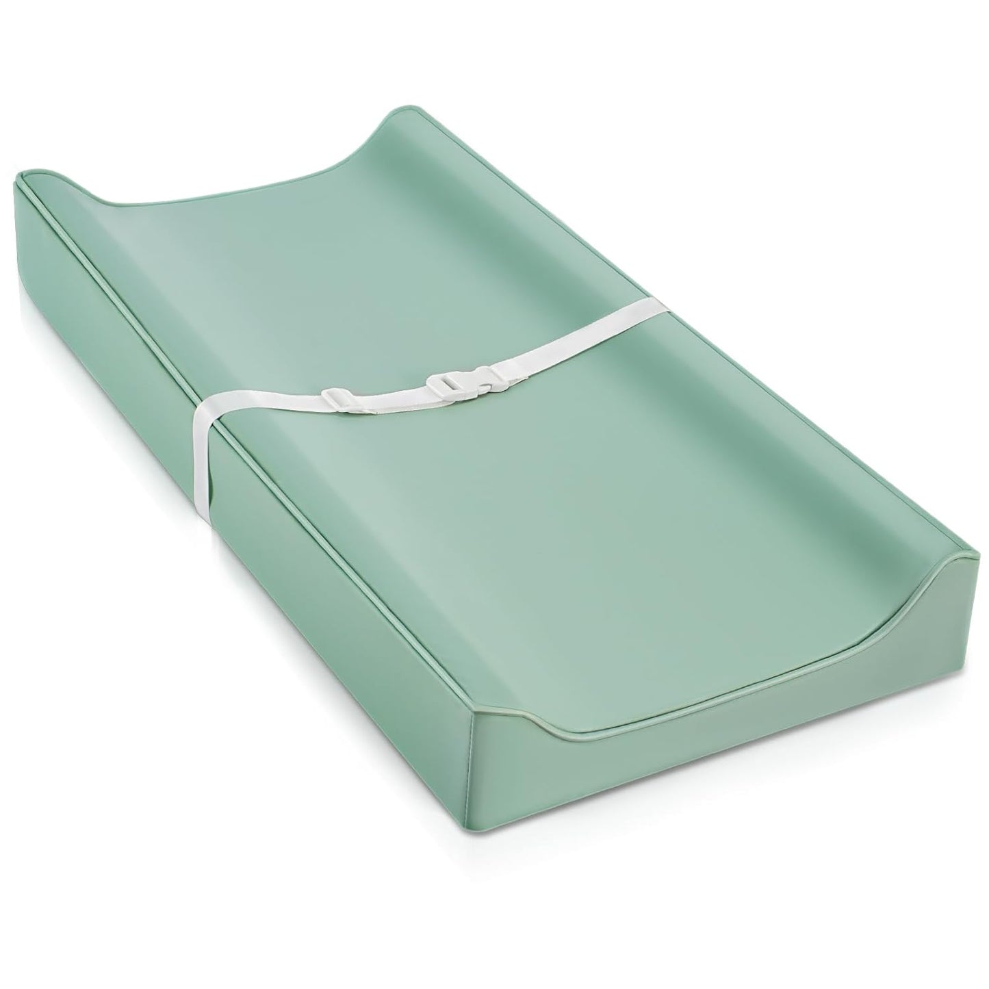Vegan Leather Changing Pad Cover with Zipper - 31"X 16" - Waterproof Wipeable, Extra Thick & Portable & Non-Slip Diaper Mat - Fits Standard Changing Tables (Green)
