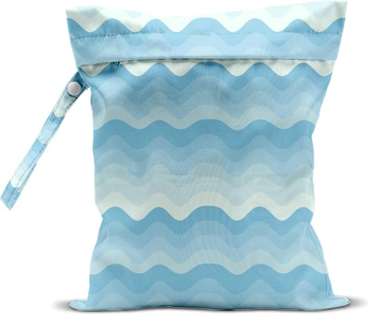 Wet Bag for Swimsuit, Beach Travel Essentials Wet Dry Bag, for Sunscreen Toiletry Dirty Clothes Yoga Gym Diaper, Friends Summer Beach Vacation Gifts. Wave stripes
