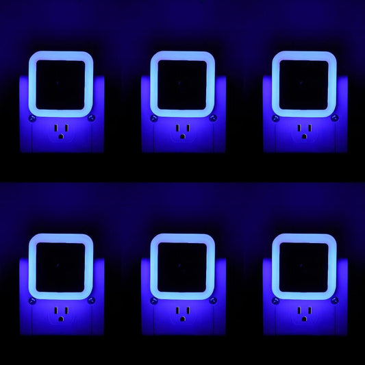 6 Pack Blue LED Night Light Plug in, Dusk to Dawn Sensor Automatic On and Off, Energy Efficient, Soft Glow Kids, Nursery, Bedroom, Bathroom, Hallway, Stairs, Kitchen