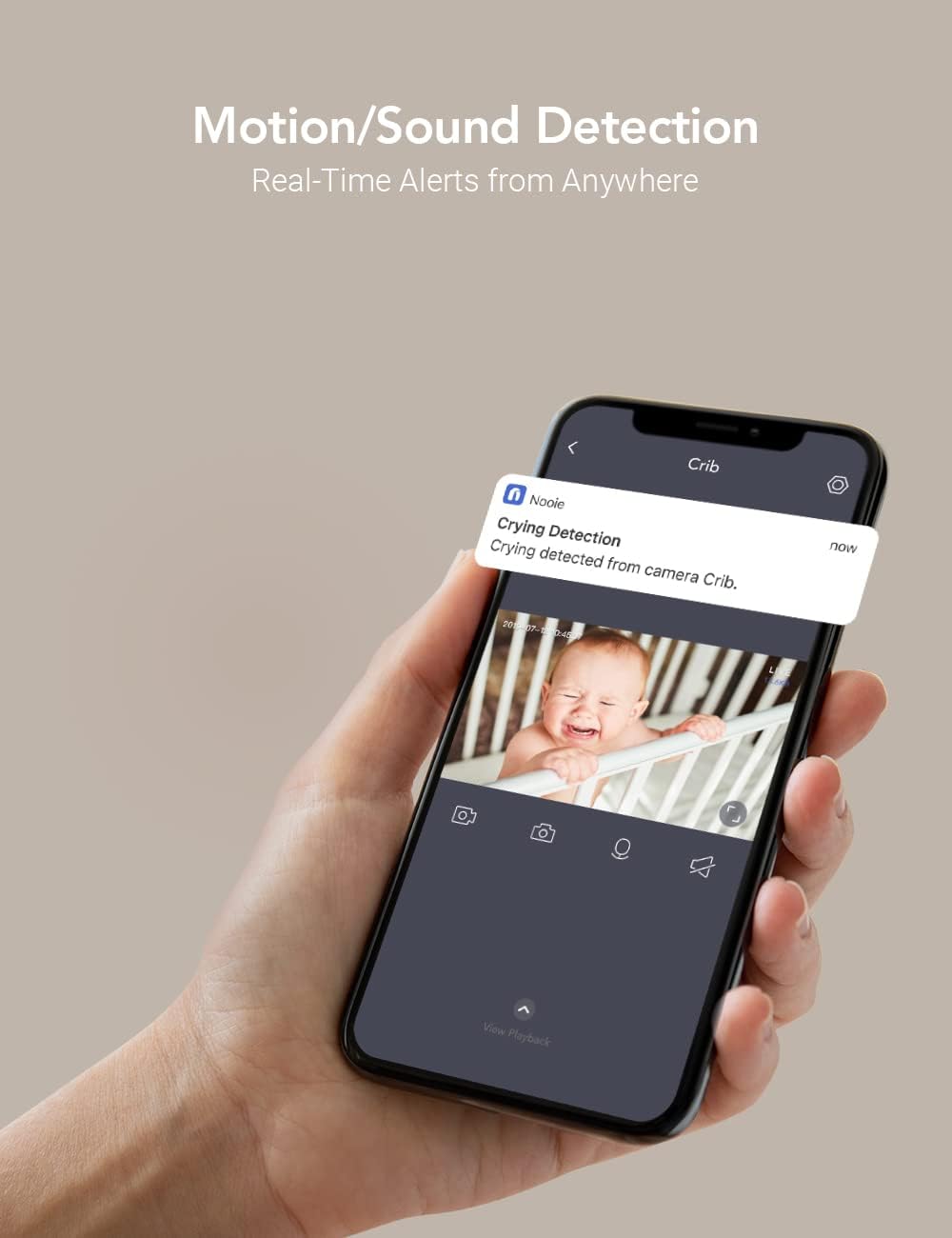 nooie 2K Baby Monitor, Baby Camera Monitor with Phone App, WiFi Indoor Camera for Home Security, AI Motion Tracking, Two-Way Audio, Compatible with Alexa, SD or Cloud Storage