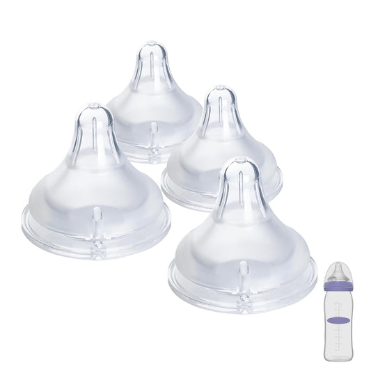 4 Count Bottle Nipples Compatible with Lansinoh NaturalWave Bottle, Soft and Durable Silicone Bottle Nipples, BPA-Free Replacement Bottle Nipple XS