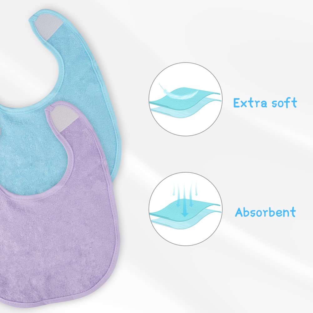 Vicloon Baby Bibs, 8Pcs Terry Bib Set, Baby Bibs for Girls & Boys, Terry Drool Cotton Bibs Waterproof Protection, Soft Absorbent Set for Teething and Drooling, Adjustable Hook-&-Loop Closure(color)