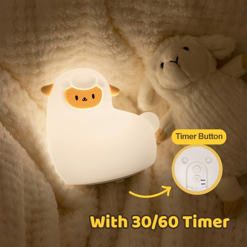 Alpaca Night Light – Silicone Rechargeable Touch-Controlled Dimmable RGB Lamp with Adjustable Brightness & Multiple Color Modes – Ideal for Kids' Nursery, Bedroom, and Bedtime Décor