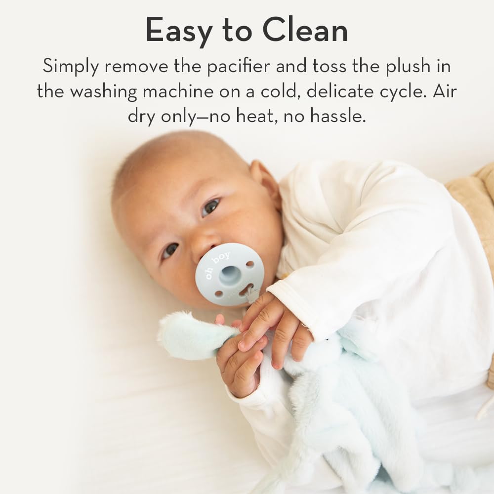 Pacifier Holder with Detachable Pacifier by Bella Tunno, Soft Animal Lovey Snuggle Toy Attaches to Teethers, Baby Gift for Newborn Boys and Girls, Babies 0+ Months, Elephant