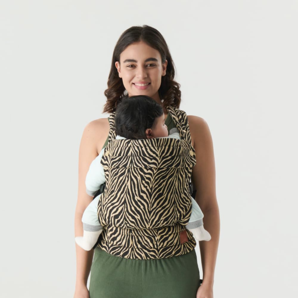 Baby Carrier for Newborns to Toddlers | Cozy Wrap with Lumbar Support | Soft Fabric, 7-35lbs Adjustable Fit | Brown Zebra Pattern