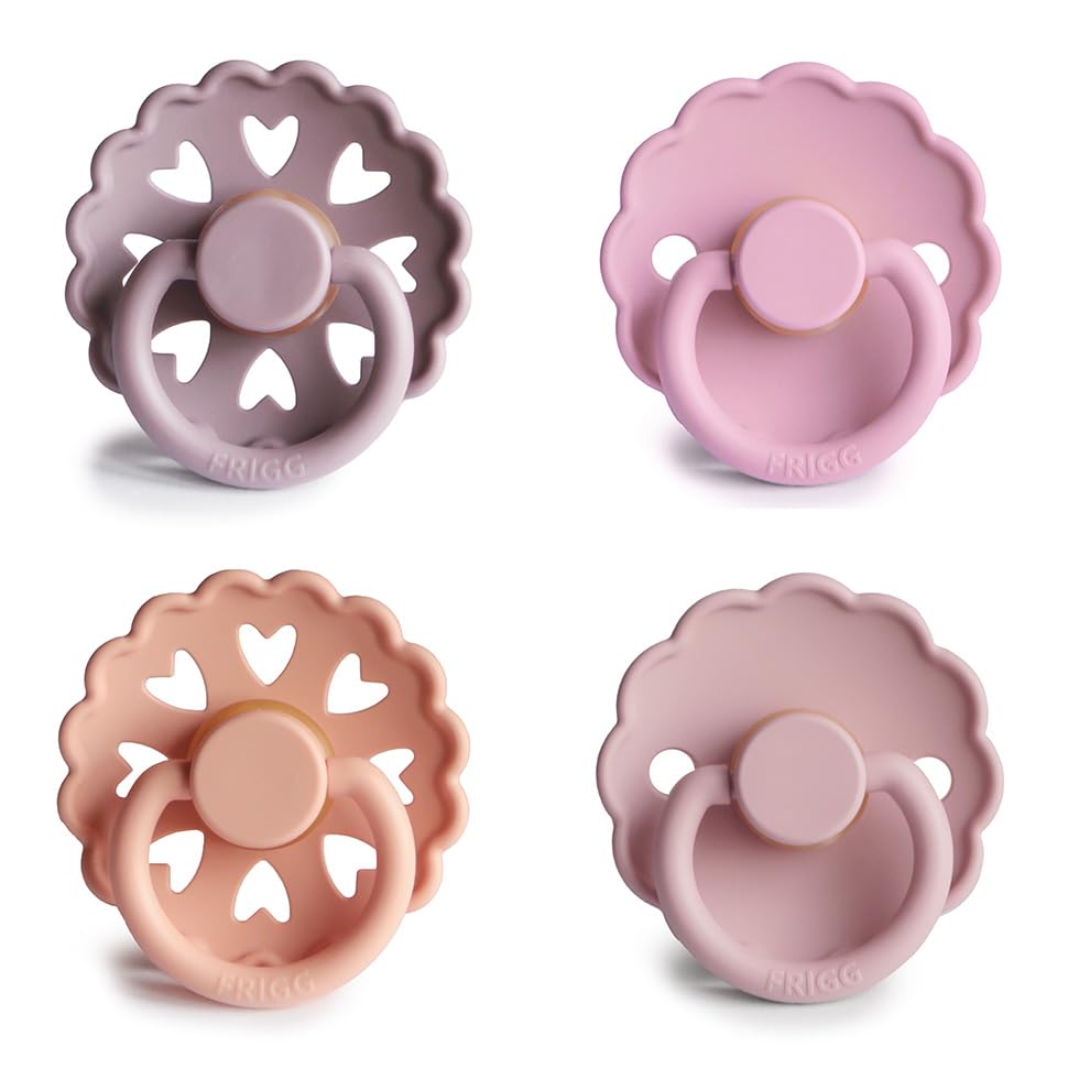 FRIGG Natural Rubber Baby Pacifier 4-Pack Sunset Bliss | Made in Denmark | BPA-Free (6-18 Months)