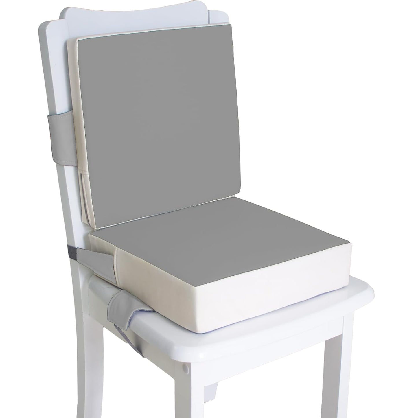 Booster Seat for Dining Table, PU Anti-Scratch Easy Cleaning Kids Toddler Booster Seat for Table, Portable Travel Increasing Cushion for Chair - Light Grey