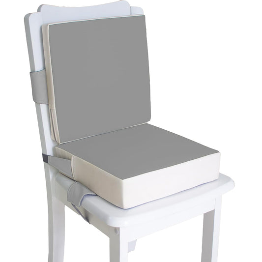 Booster Seat for Dining Table, PU Anti-Scratch Easy Cleaning Kids Toddler Booster Seat for Table, Portable Travel Increasing Cushion for Chair - Light Grey