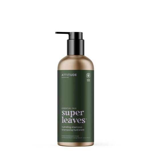 ATTITUDE Hydrating Shampoo, Peppermint & Sweet Orange, EWG Verified with Essential Oils, Vegan & Plant-Based, Aluminum Bottle, For Dry and Damaged Hair, 16 Fl Oz