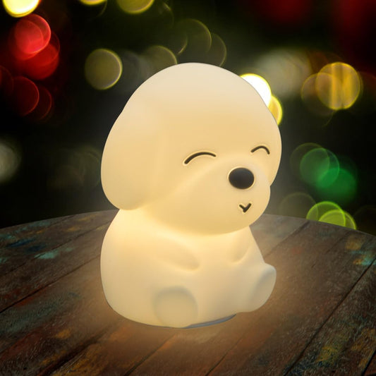AULTRA Night Light for Kids – 16 Color USB Rechargeable Dog Lamp for Baby Nursery, Soft Silicone Night Light, 2 Brightness Levels, 10-Hour Use, Squishy Puppy Gift for Boys & Girls