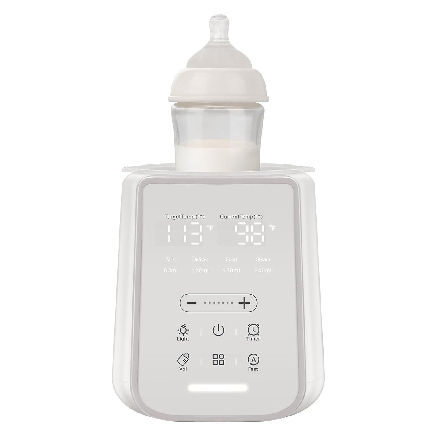Baby Bottle Warmer for Breast Milk with Timer & Night Light, 11-in-1 Milk Warmer for Baby Bottles, 48H Keep Warm, BPA-Free Fast Heating with Adjustable Temperature (86-194℉) for Glass/PPSU Bottles