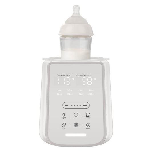 Baby Bottle Warmer for Breast Milk with Timer & Night Light, 11-in-1 Milk Warmer for Baby Bottles, 48H Keep Warm, BPA-Free Fast Heating with Adjustable Temperature (86-194℉) for Glass/PPSU Bottles