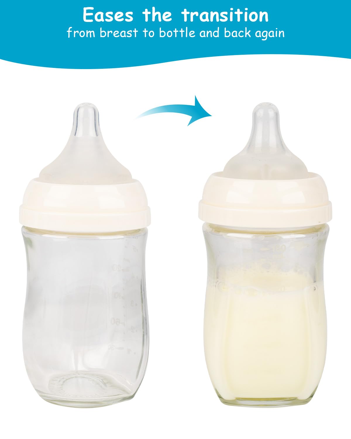 Silicone Nipple for Gulicola Natural Glass Bottle, Medium Flow Nipple Level 2, 3 m+, 4 Count