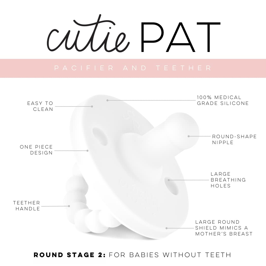 Ryan & Rose Cutie PAT Pacifier Teether (Stage 2, White)