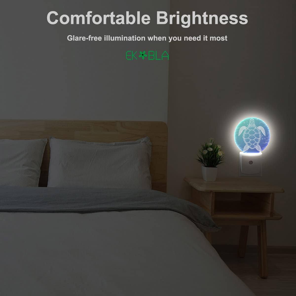 EKOBLA Blue Sea Turtle Night Light Summer Turtle Underwater Vintage Night Lights Plug into Wall Ocean Themed Led Lamp Home Decor for Living Room Bedroom, 0.5W Nightlight