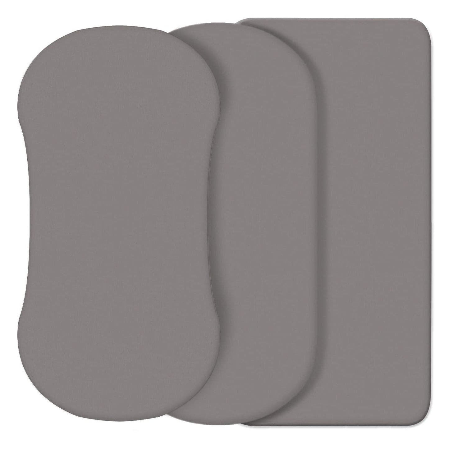 CaSaJa Grey 3 Pack Bassinet Sheet Set, Silky Soft Handfeel with Comfy Napping Surface for Baby Boy and Girl, Flexible Fits Various Kinds of Cradle and Bessinet Mattress Up to 15" x 30" and Breathable