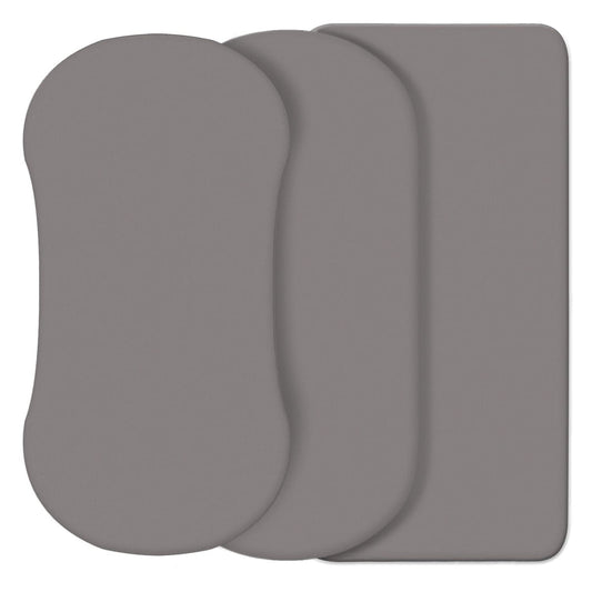 CaSaJa Grey 3 Pack Bassinet Sheet Set, Silky Soft Handfeel with Comfy Napping Surface for Baby Boy and Girl, Flexible Fits Various Kinds of Cradle and Bessinet Mattress Up to 15" x 30" and Breathable