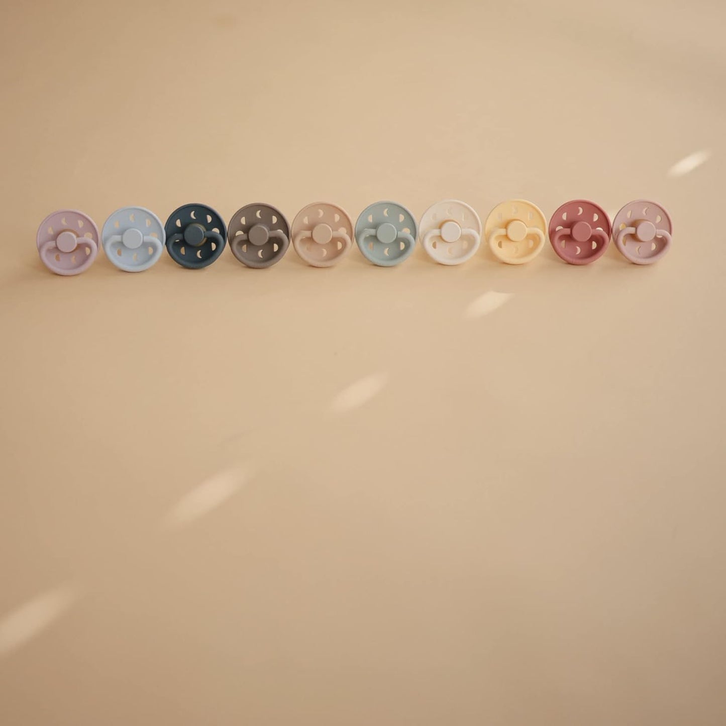FRIGG Moon Natural Rubber Baby Pacifier | Made in Denmark | BPA-Free (Sage/Portobello, 0-6 Months) 2-Pack