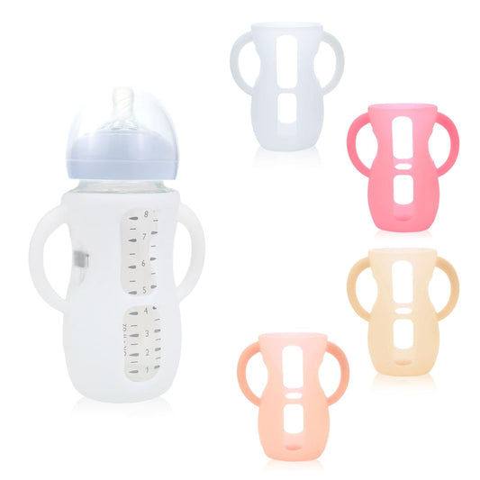 4-Pack Silicone Sleeves for Philips Avent Glass Bottles, BPA-Free Drop-Resistant Baby Bottle Sleeves with Handles, Compatible with Philips Avent Natural Glass Baby Bottles (8 oz)