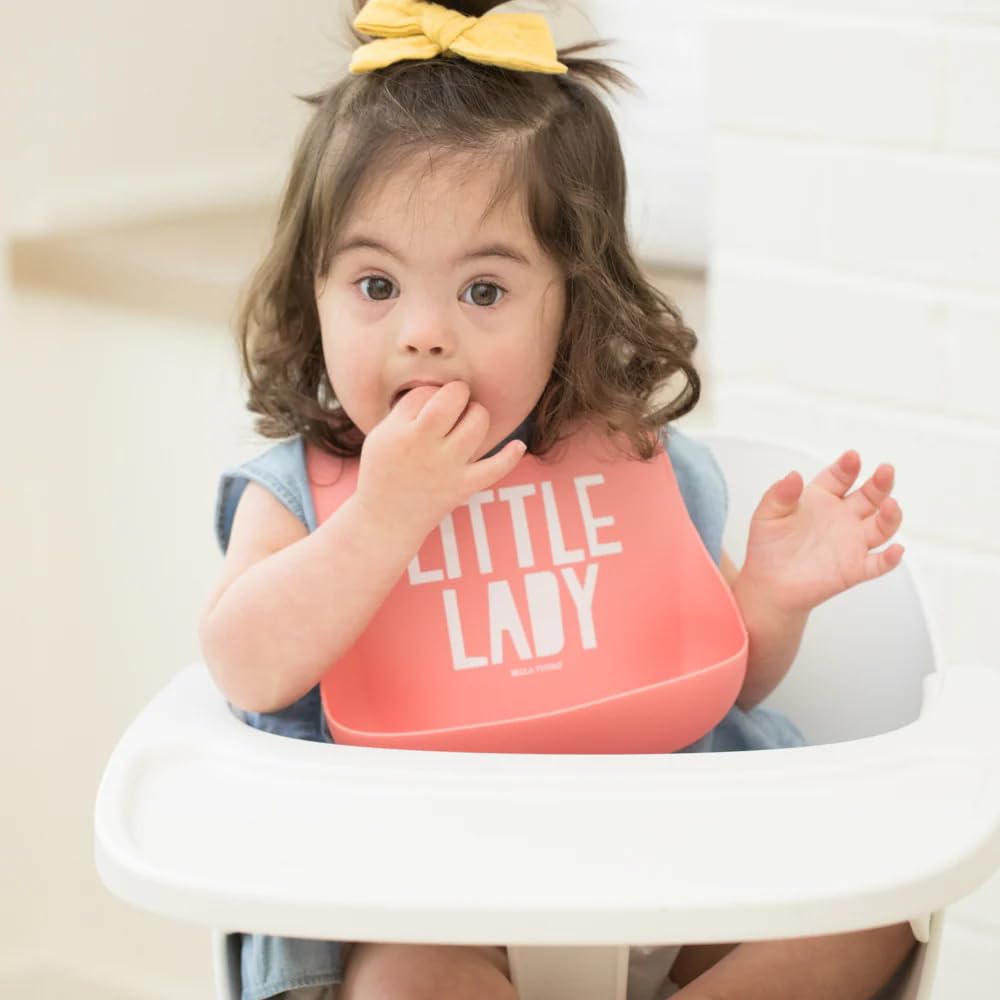 Baby Bib for Eating by Bella Tunno, Waterproof Silicone Bib with Large Food Catcher, Adjustable Fit for Babies 4-12 months & Toddlers 1-3 Years, Boys & Girls, Little Lady