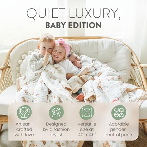 Organic Cotton Muslin Baby Blanket for Boys and Girls - Luxurious Soft Toddler Quilt for Swaddling - Gender Neutral Blanket - Baby and Toddler Gift - Circus