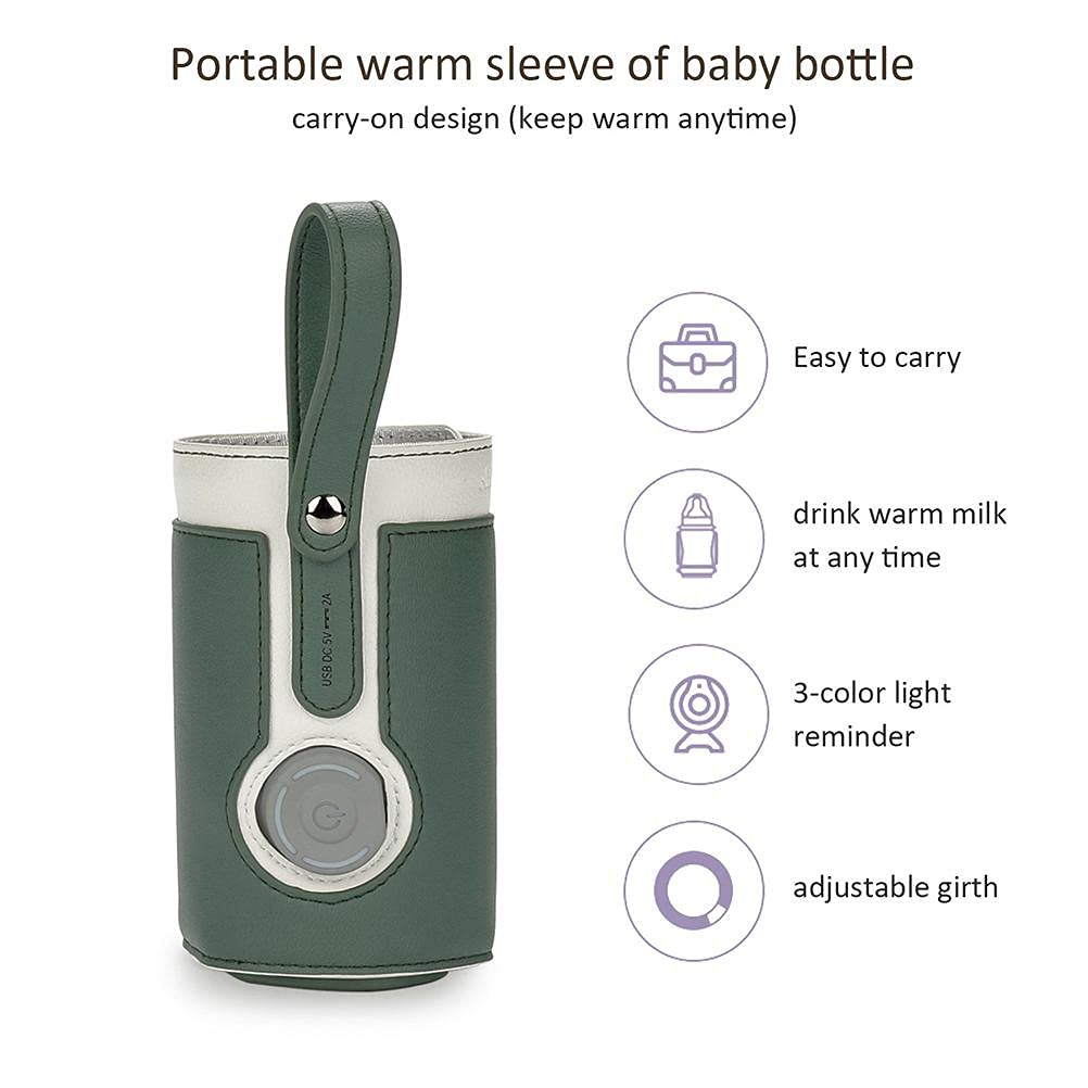 GOTOTOP Bottle Warmer Bag Portable Baby Bottle Warmer Leather Three Gears Adjustable Heated Bottle Bag Car Portable Thermostat Heating Cup Cover (e)