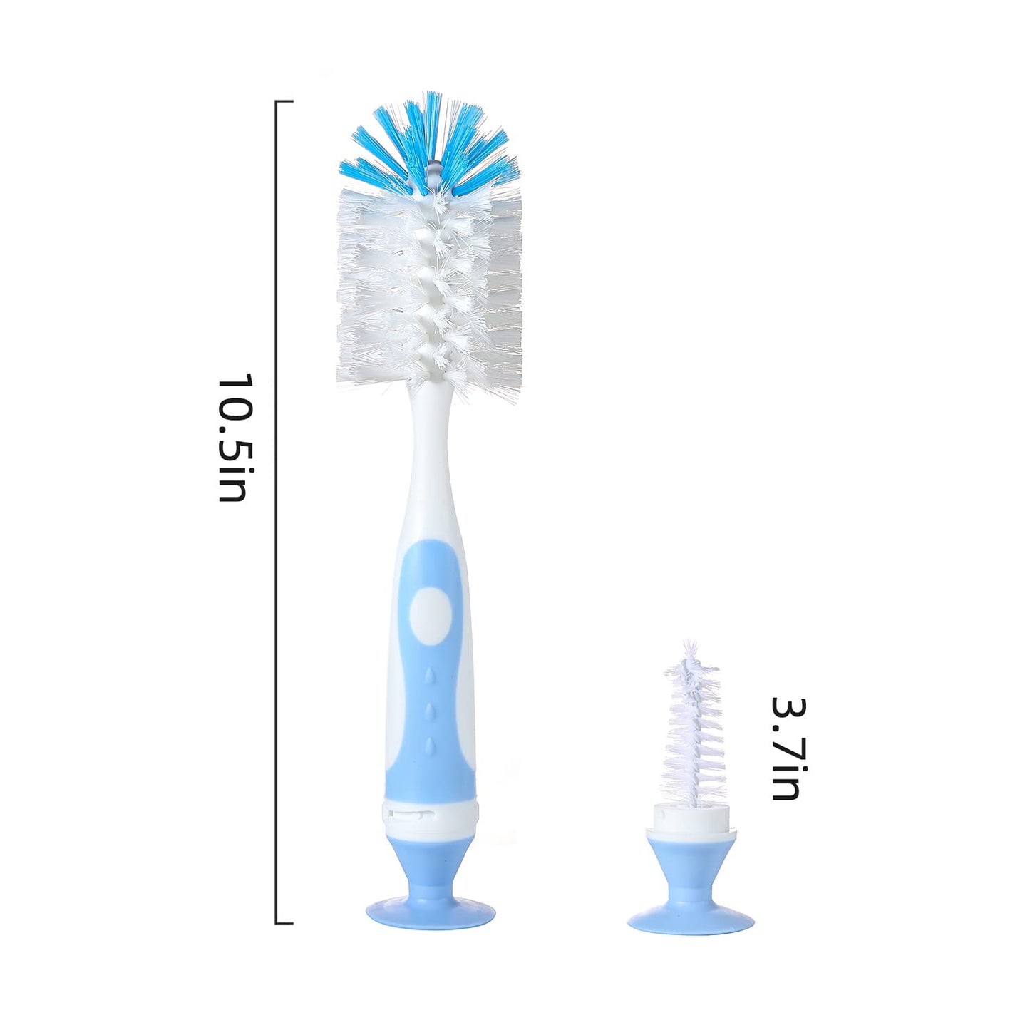 Chemimoso Multifunctional Cleaning Brush, Baby Bottle Brush, Water Bottle Brush Cleaner, Cup Brush, Rotate The Suction Cup to Obtain The Small Bristle Brushes Hidden in Handles, Set B, Grey