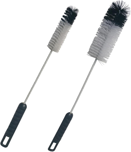 Coralpearl Bottle Brushes Thin Long Handle X 2, Utility Skinny Wire Cleaner Set Big Small, Bendable Flexible for Cleaning Narrow Neck Water, Beer, Wine, Baby Bottles, Pipes, Tubes, Hoses, and Flasks