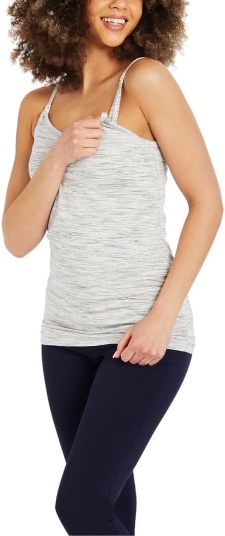 Motherhood Maternity Women's Clip Down Nursing Tank Top Cami with Adjustable Straps and Built-in Shelf Bra for Breastfeeding