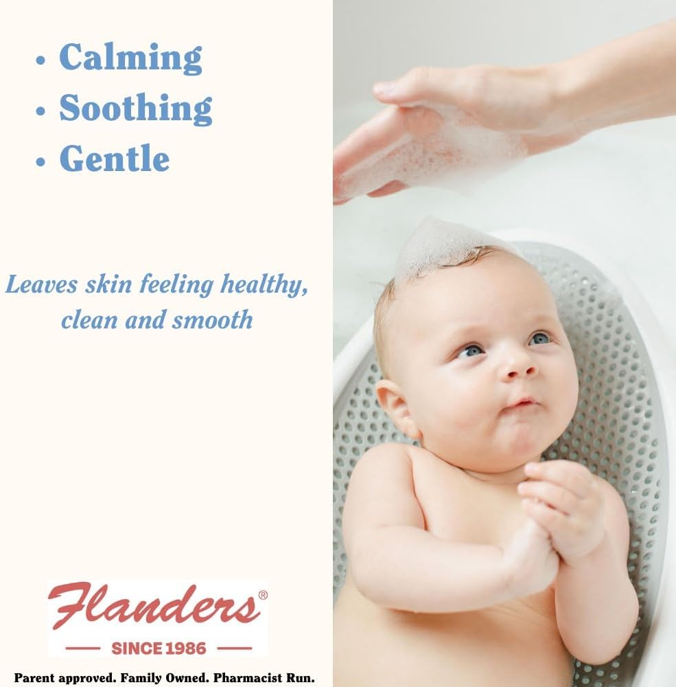 Flanders Bubble Bath - Shampoo & Wash 3-in-1, Pharmacist Developed, Plant Based, Unscented, Clean Ingredients, Calming & Fun for Sensitive Skin, All Ages (2 Pack of 15oz Bottles)