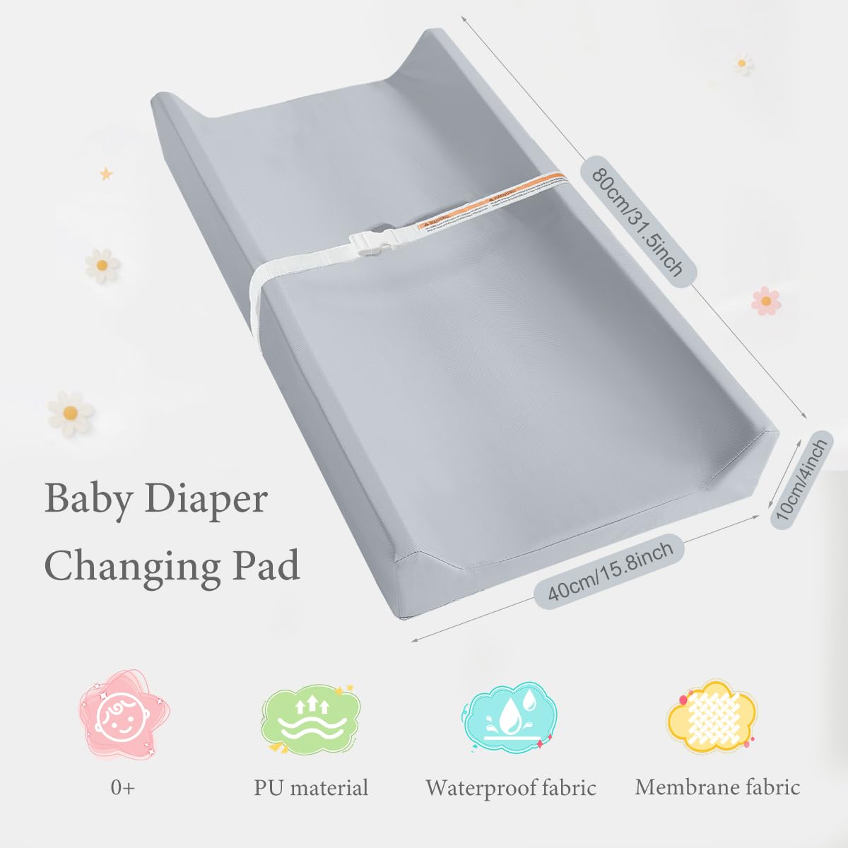 Baby Diaper Changing Pad, PU Compressed Waterproof Portable Wipeable Diaper Mat for Travel, Fits Dressers & Tables (Blue)