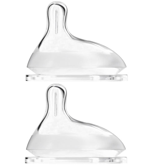 Baby Bottle Nipple, Off- Centered Nipples,100% Silicone,Replacement Baby Bottle Nipple for Babies, Newborn,Preemie 0-3 0-6 6-12 12+ Months 2 Pack(＋(12+ Month))