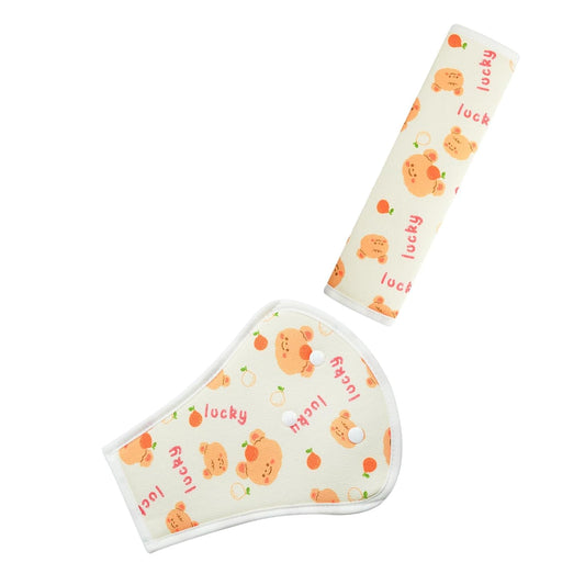 Seat Belt Cover Pad for Kids,Kid's Shoulder & Belly Cushion Protective Padding - Soft Breathable Straps Cushion Cover for Booster Seat, Strollers, and High Chairs(Luck Animal)