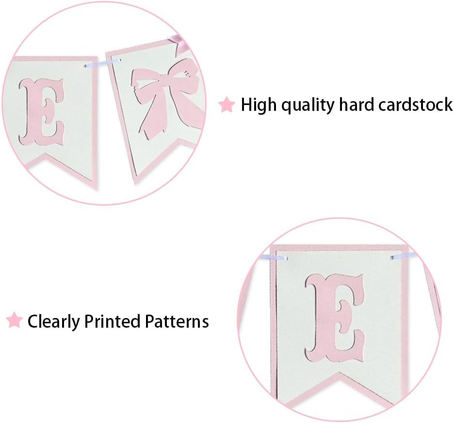 Pink Bowknot One Birthday Highchair Banner - Girl 1st Birthday High Chair Banner, Party Decoration Photo Props, Cake Smash
