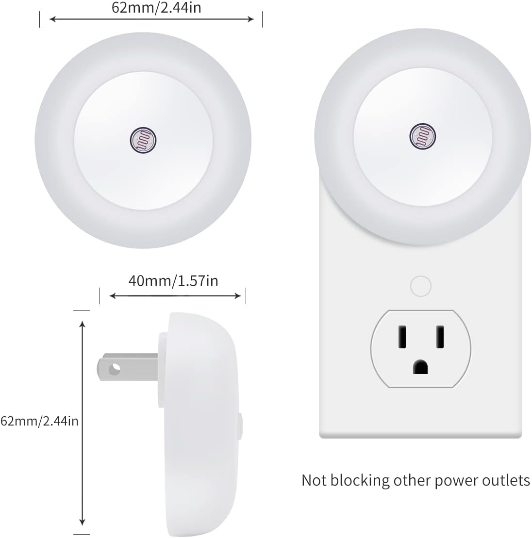 6 Pack LED Night light, LED night lights plug into wall with dusk to dawn sensors, plug in night lights for kids room, bedroom, bathroom, baby nursery,Stair Lights, Hallway Light, Red, Blue, Amber