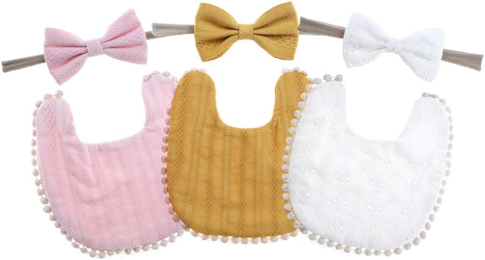 Baby Girls Floral Print Bibs, Reversible Burp Cloth Set for Newborn Infant Toddlers
