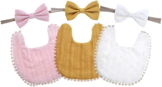 Baby Girls Floral Print Bibs, Reversible Burp Cloth Set for Newborn Infant Toddlers