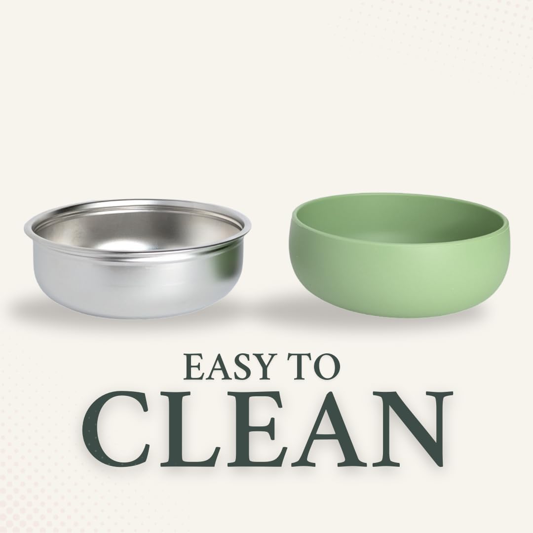 Monkey Proof™ Non-Toxic Stainless Steel Child Bowl 5” with Non-Slip Silicone Shell, (Set of 4 bowls) Unbreakable, Mess Free Feeding for Babies, Toddlers, Kids, BPA free (Rose)