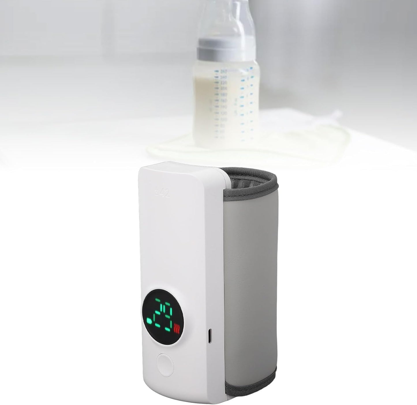 Portable Bottle Warmer, Bottle Heating Sleeve for Breastmilk or Baby Formula, Fast Baby Bottle Warmer with 6000mAh Battery, Battery Powered