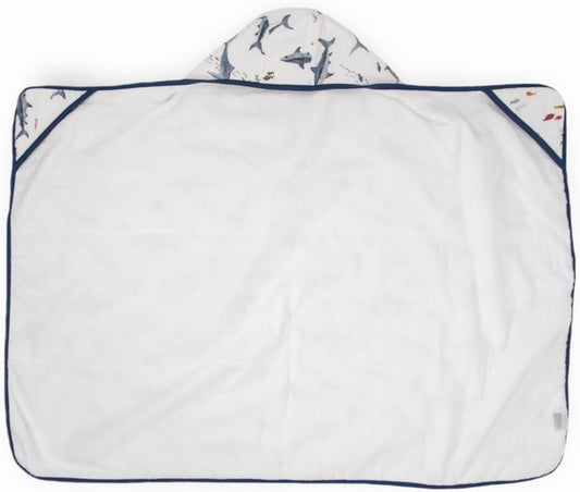 Little Unicorn Premium Hooded Bath Towel| Absorbent Cotton & Terry Blend | Larger Size, 1-6 Years (Shark)